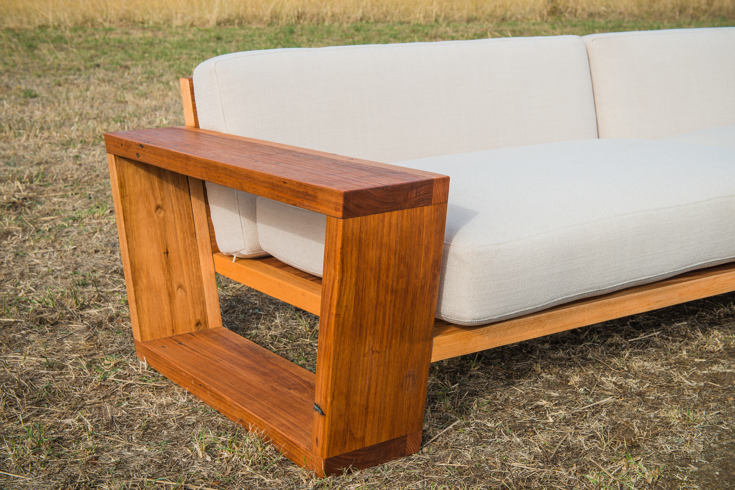 Point Lonsdale Exposed Recycled Timber Frame Couch Recycled Timber Frame Couch