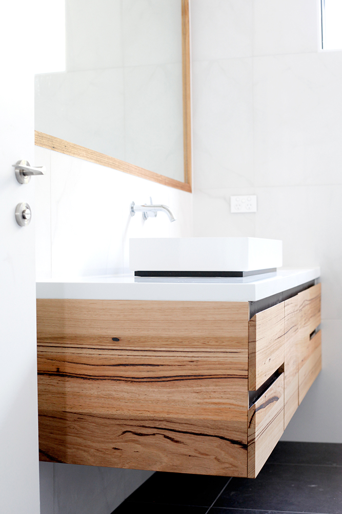 floating timber vanities