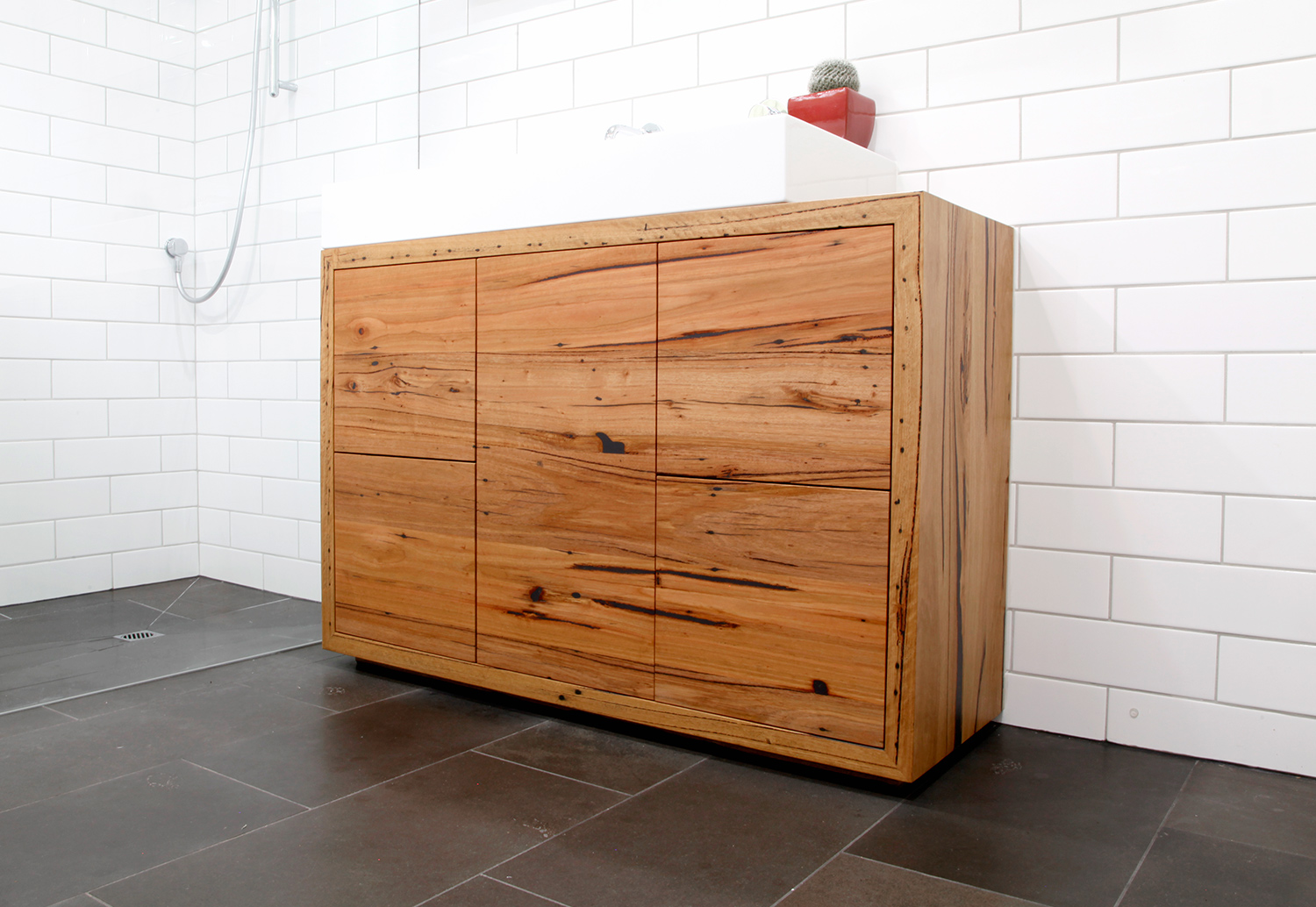 recycled timber floor mounted vanity