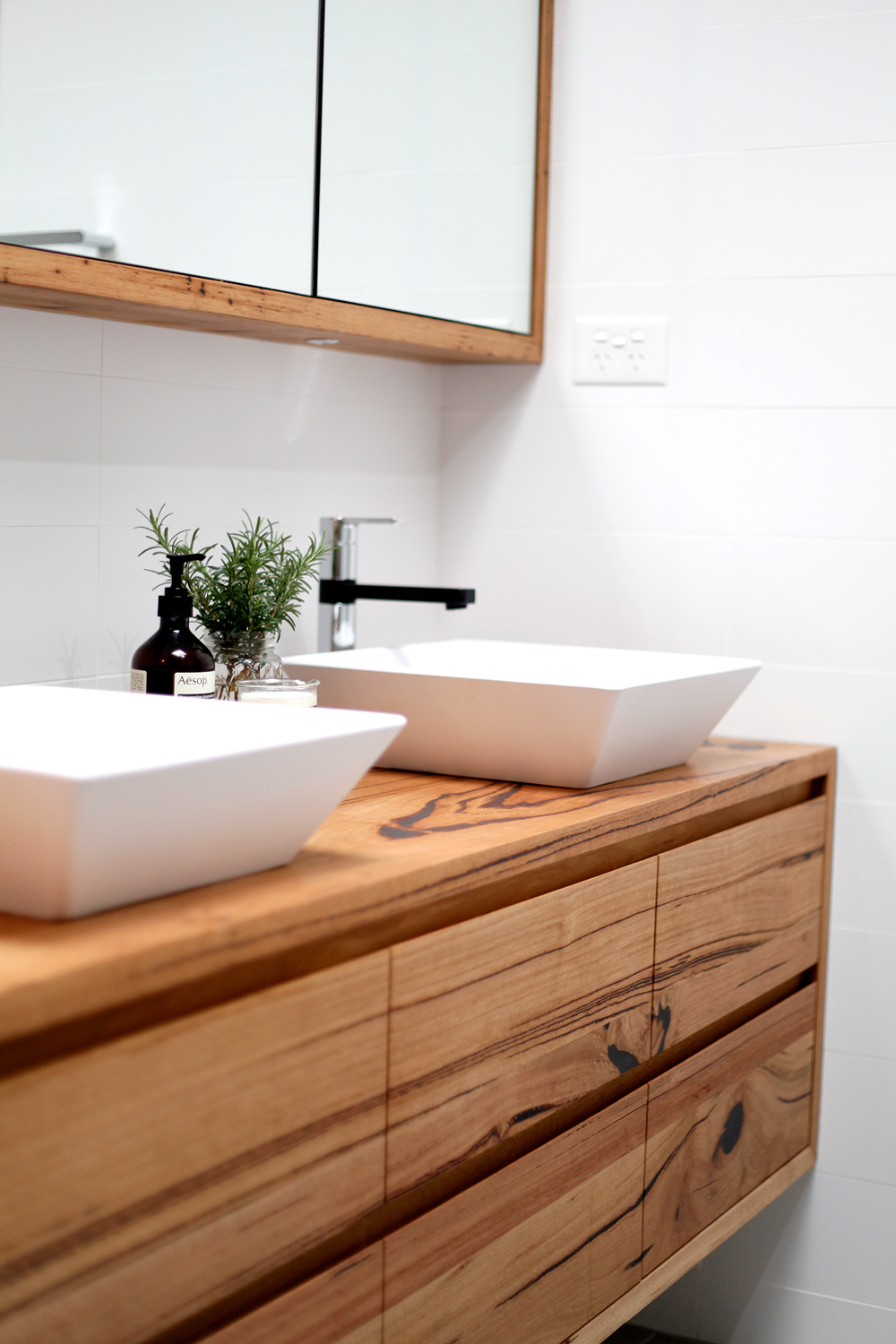 recycled timber vanity