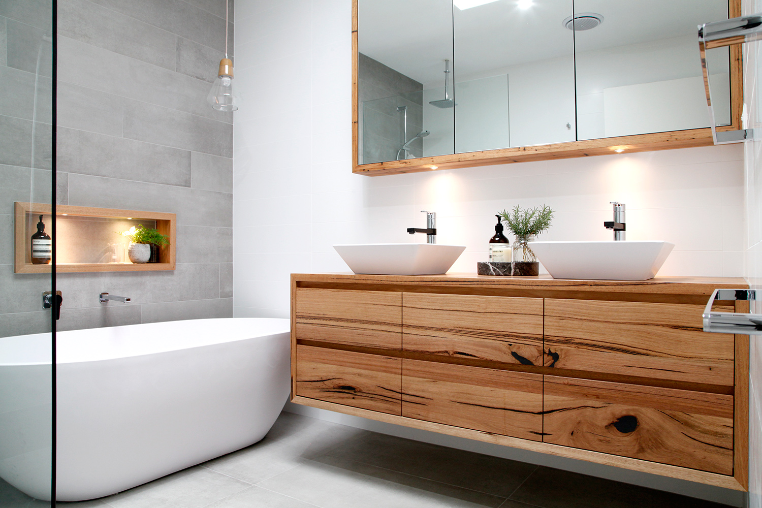 Solid Timber Wooden Bathroom Vanities Modern Timber Bathroom Vanity