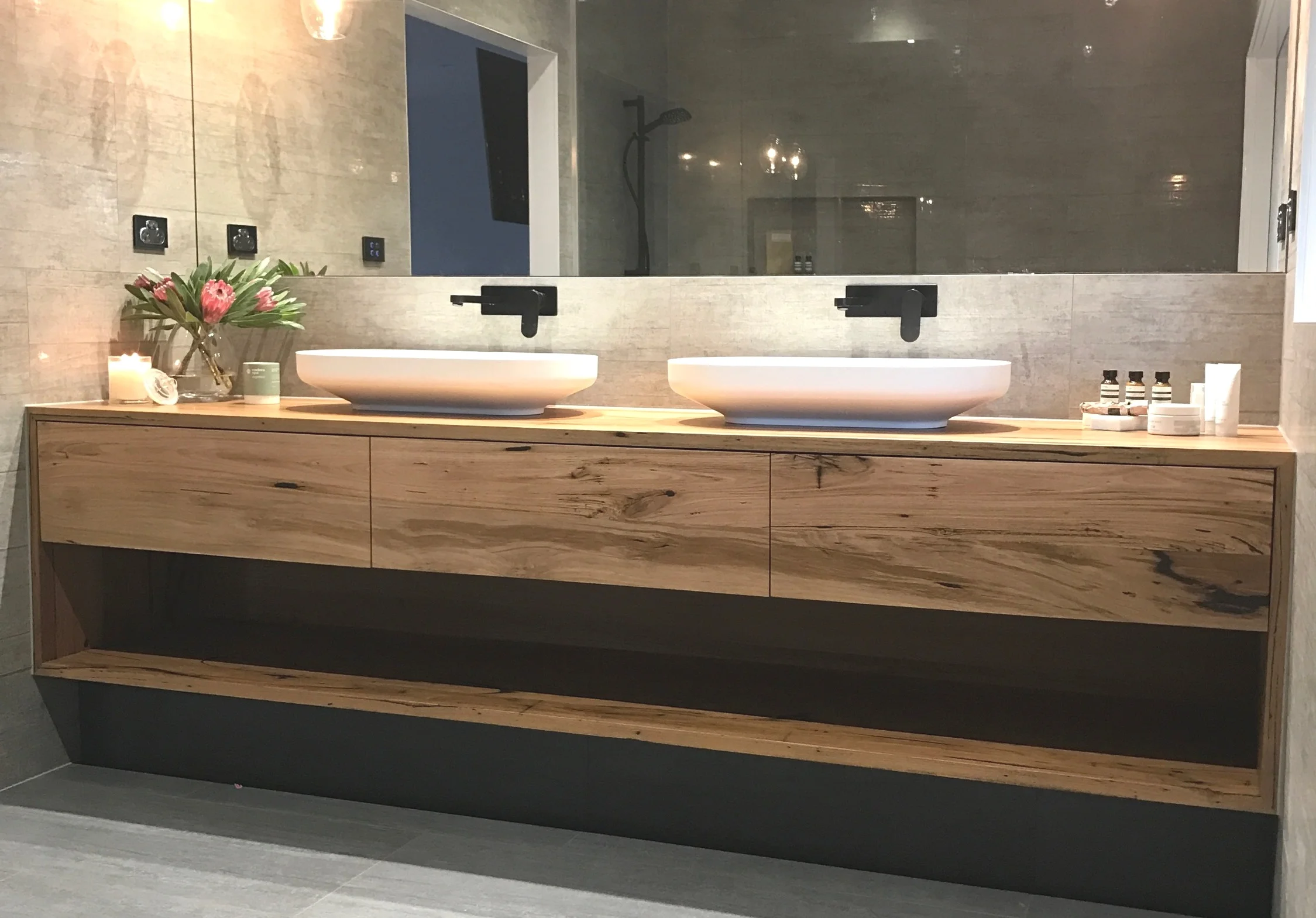 Introducing the Kiama timber vanity with open shelf