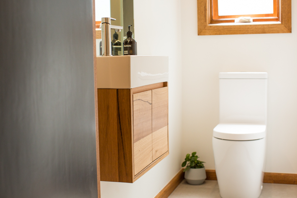 Small timber bathroom vanity