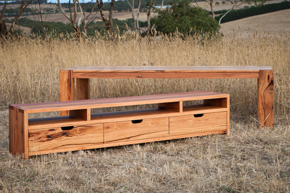 Modern recycled timber tv cabinet