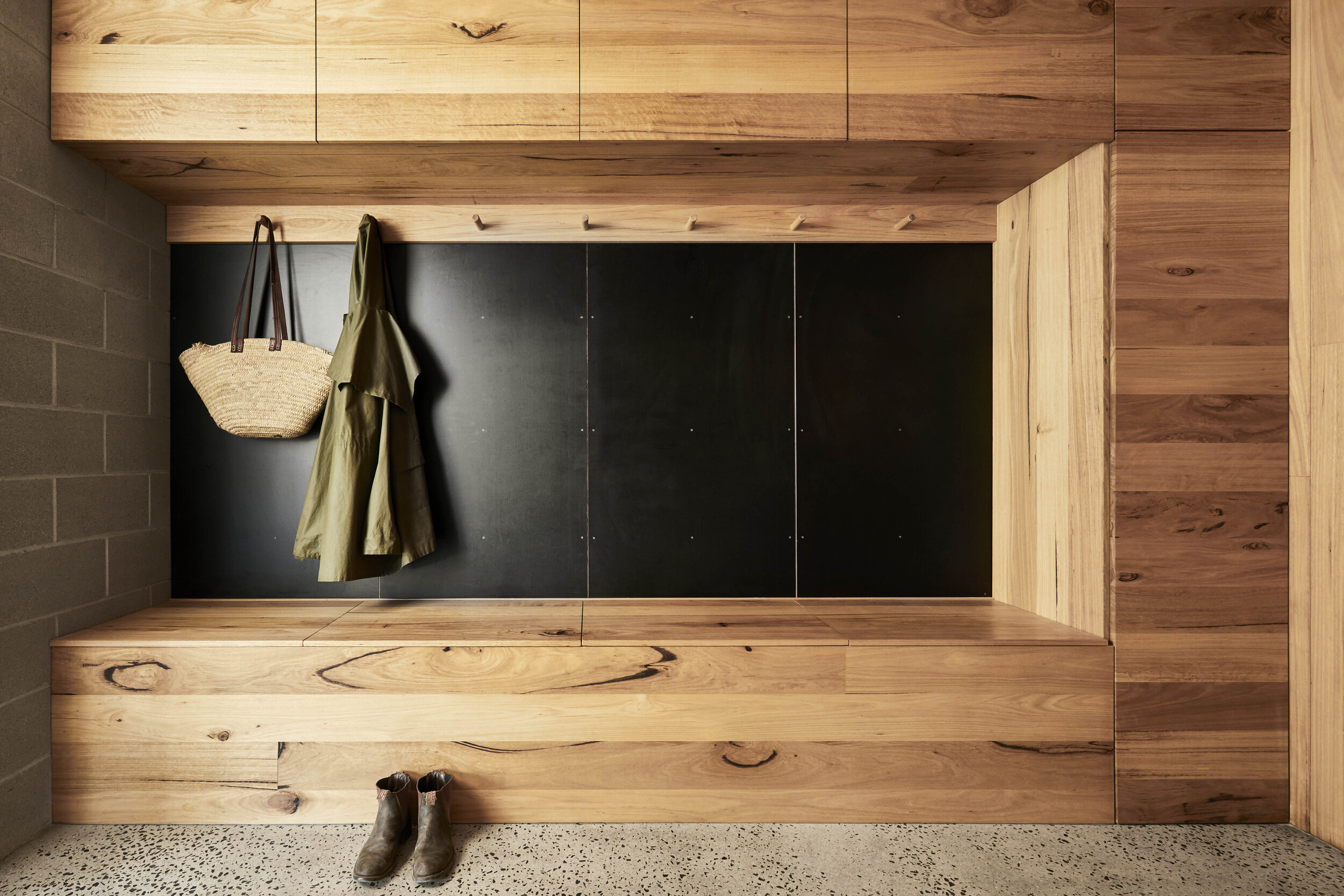 Timber mud room cabinetry