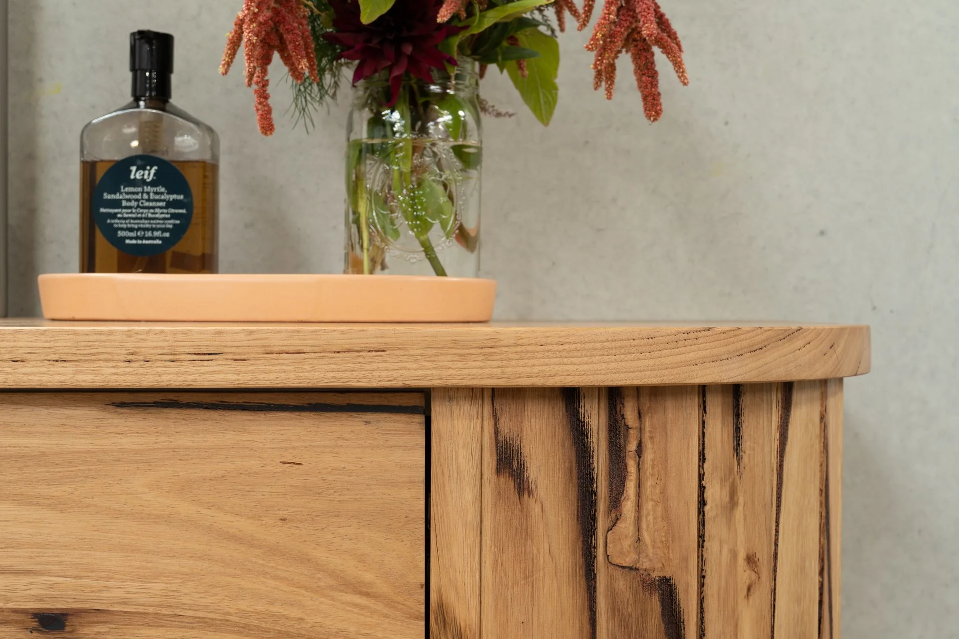 Floating recycled solid timber bathroom vanity