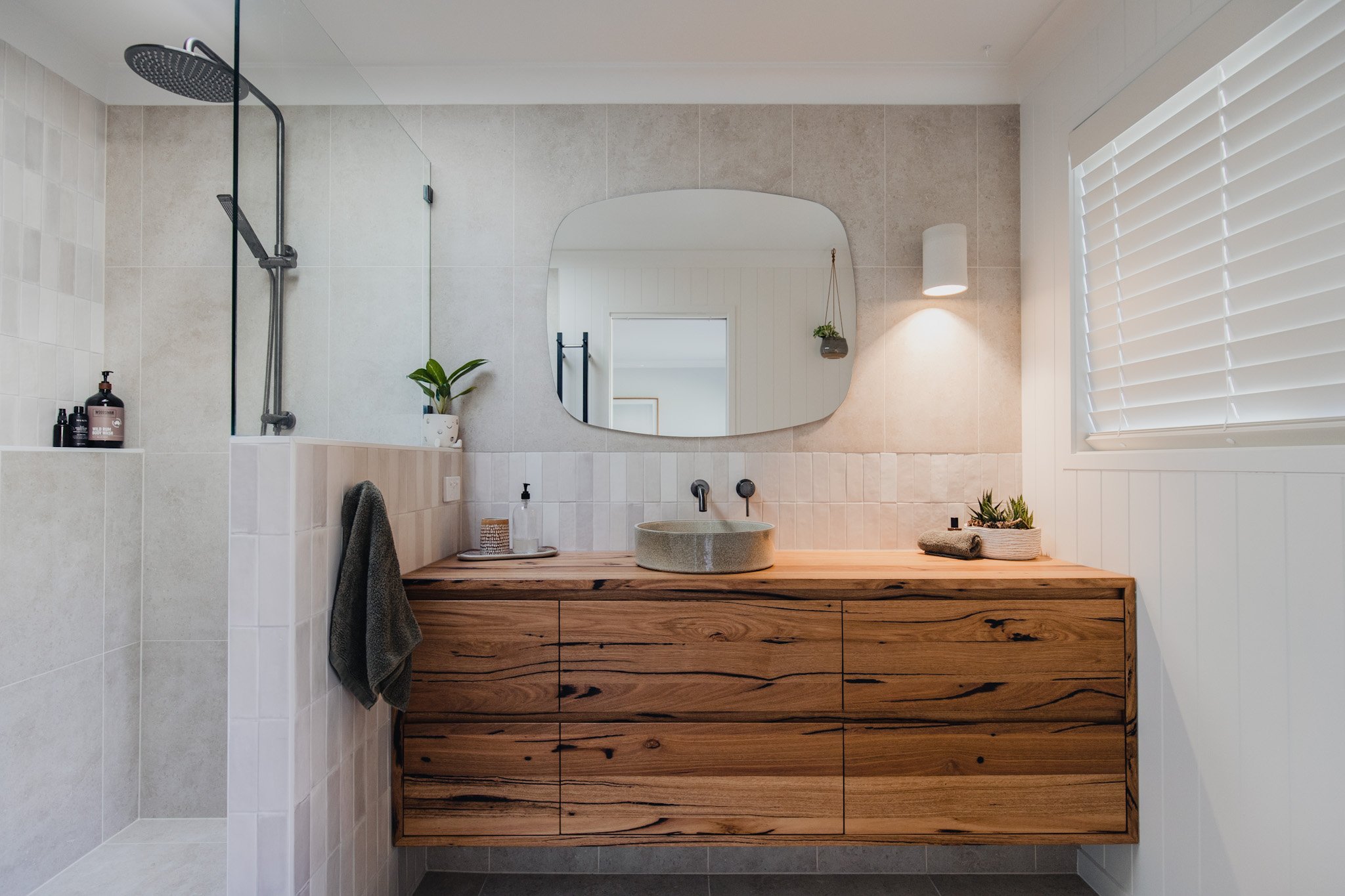 Recycled timber vanity