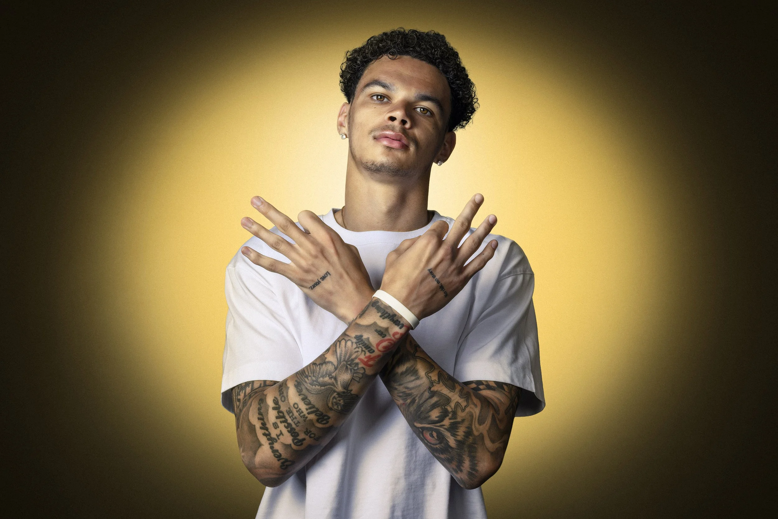 Manchester City player Nico O'Reilly commercial portrait by Manchester sports photographer Paul Cooper