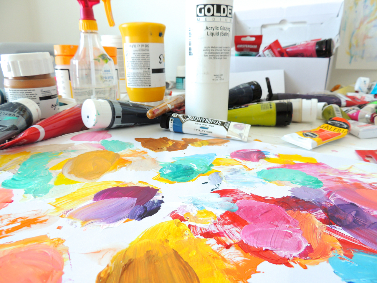 It gets messy. But, that's part of my process. I don't like to paint in the lines!