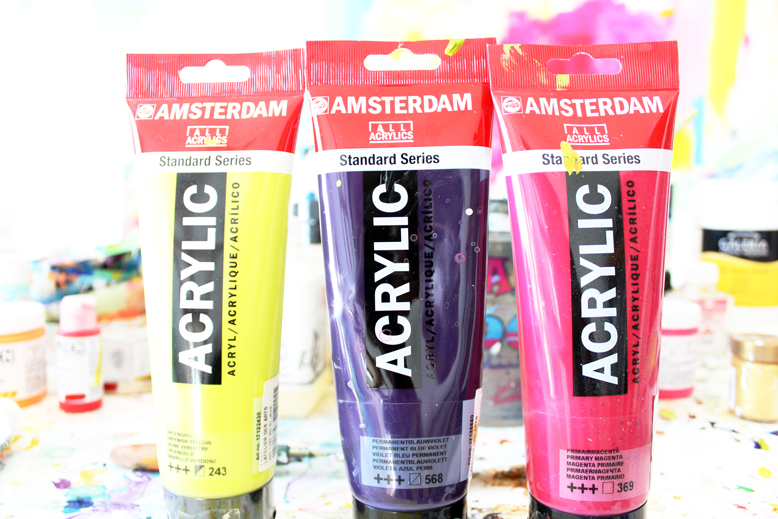 My standard series acrylic paints. They are great for initial layers but not as pigmented and therefore, less expensive.