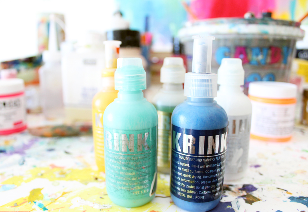 Krink is the new love in my studio life and they are here to stay! Traditionally used in graffiti art, I love how quick I can add impact on a canvas with these powerful markers in my hand.