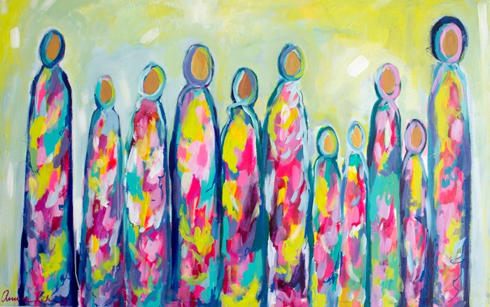 "Tribe" 30x48" mixed media on canvas, View