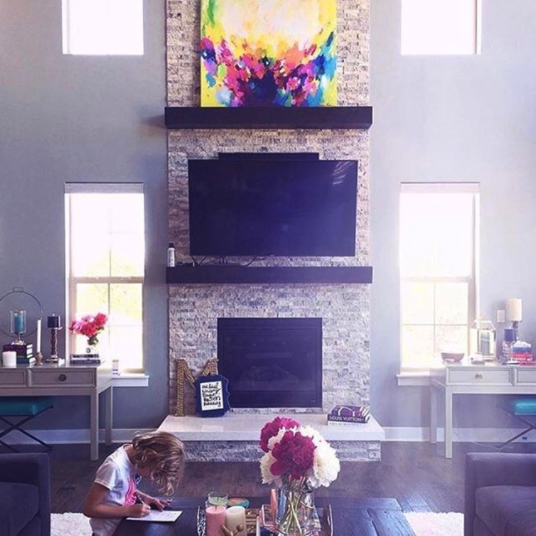 A chic mom decided to order a stretched canvas of "Rebirth" to be the center statement piece above her fireplace. My collectors often report back that they can't believe how much more vibrant and colorful the work is in person!