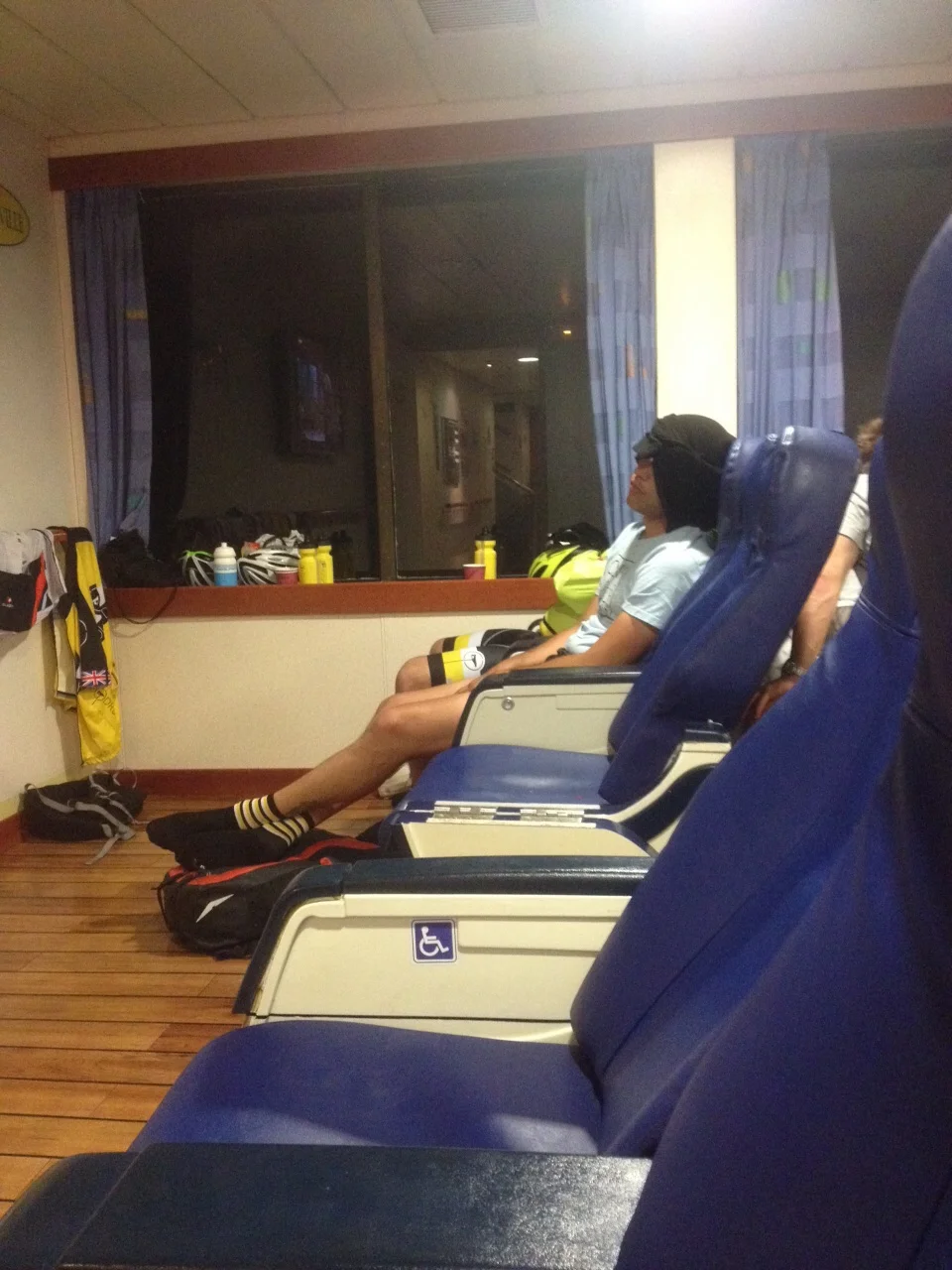 Couple of SD riders sleeping on the ferry