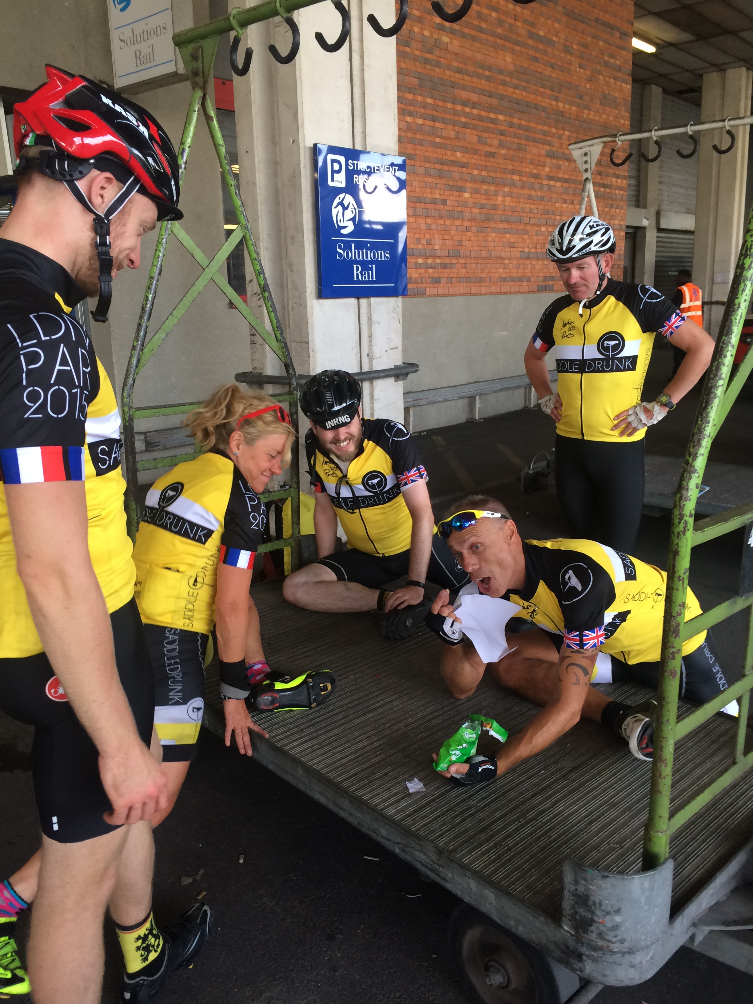 Stretching at Gare Du Nord.