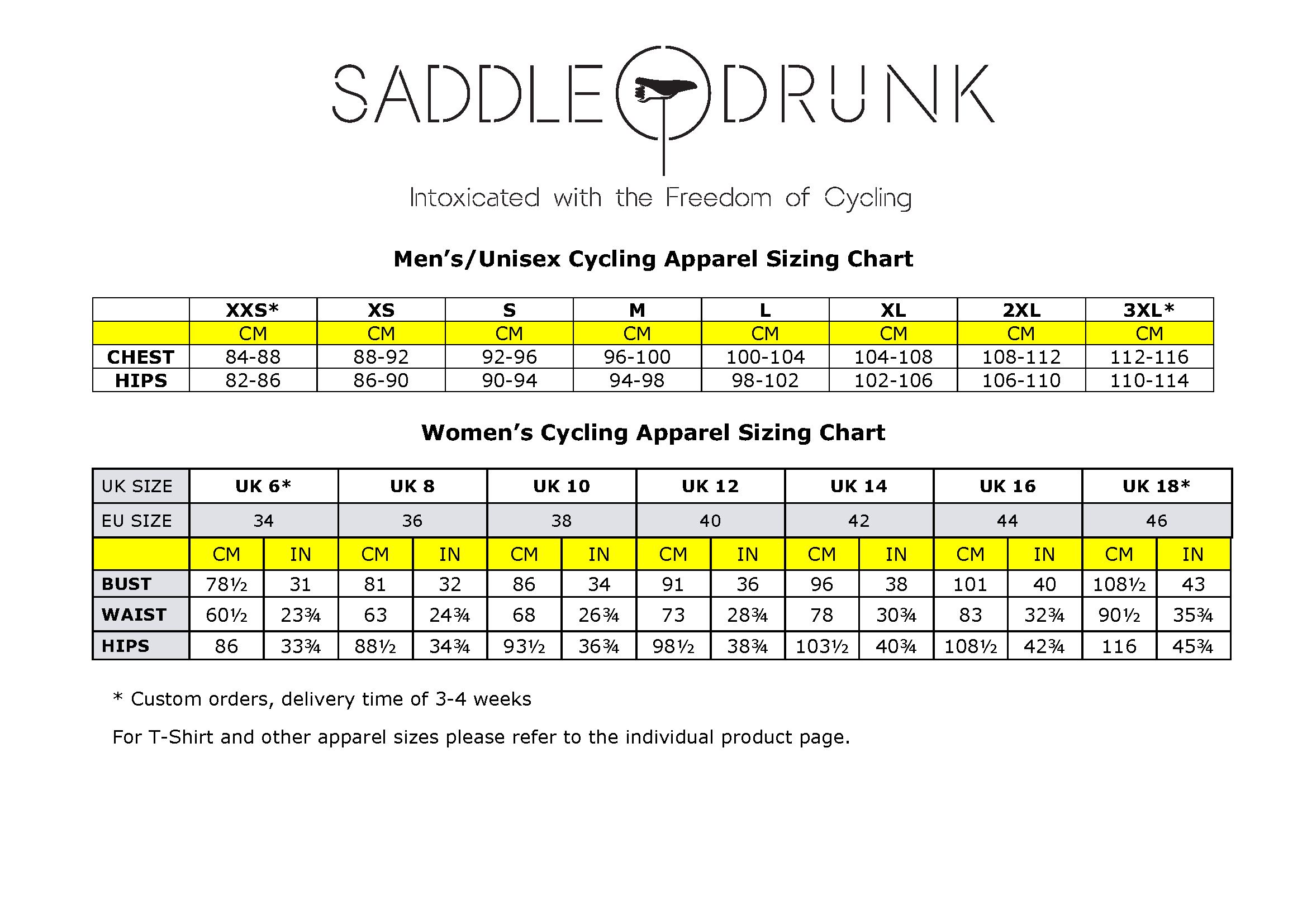 Bike Saddle Size Chart