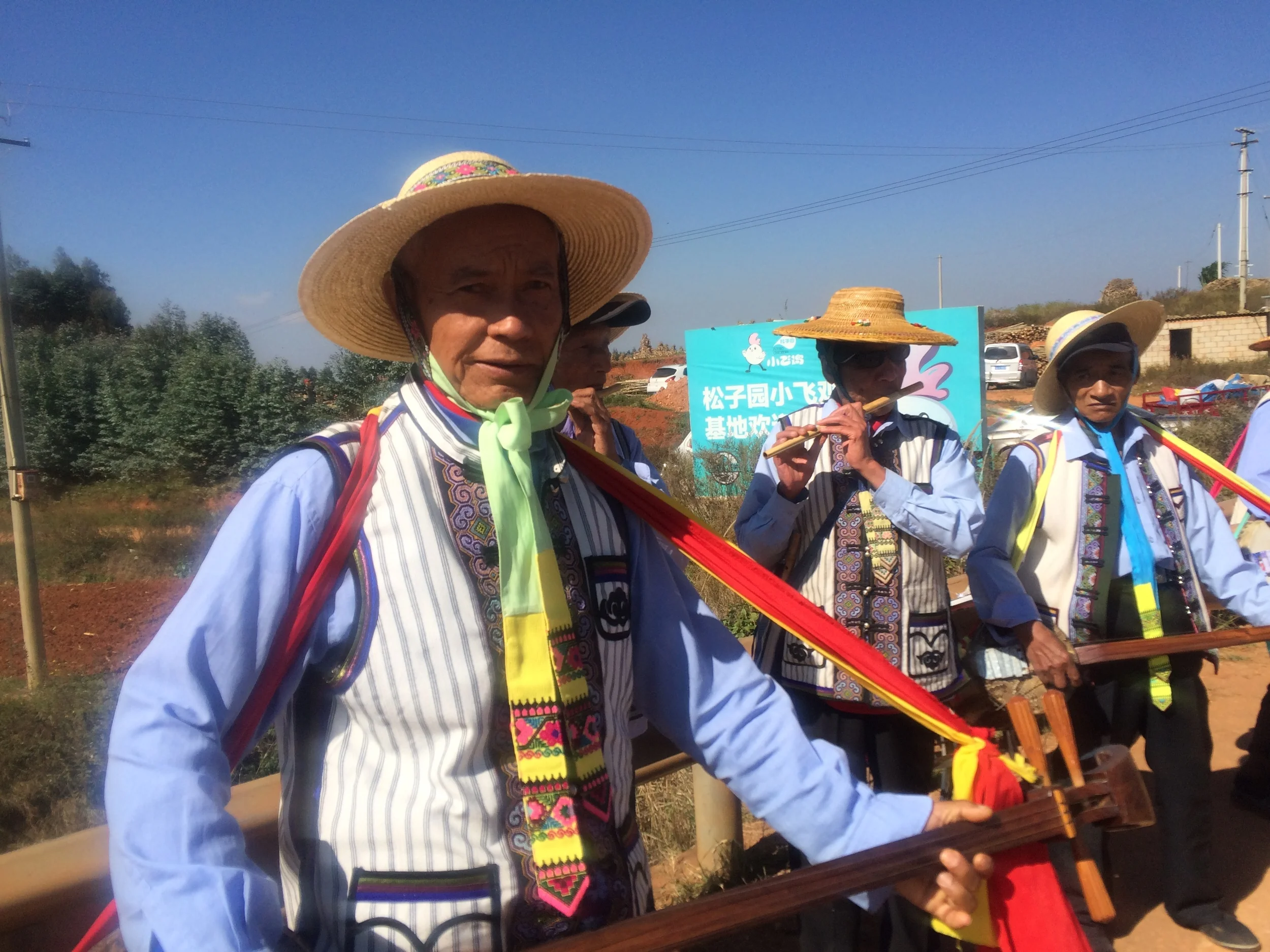 Local playing music along the route.
