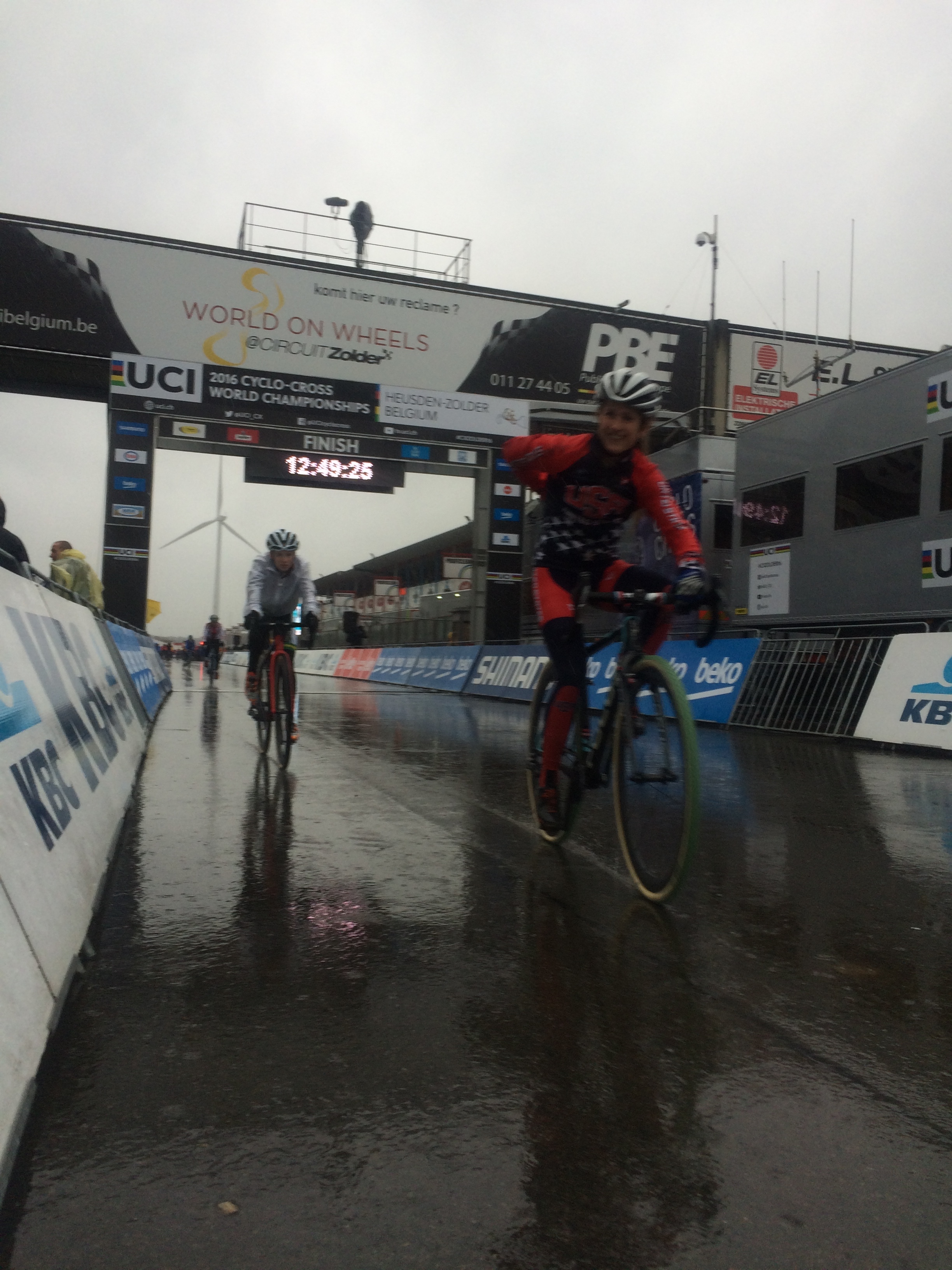 Pouring Rain in the finish line