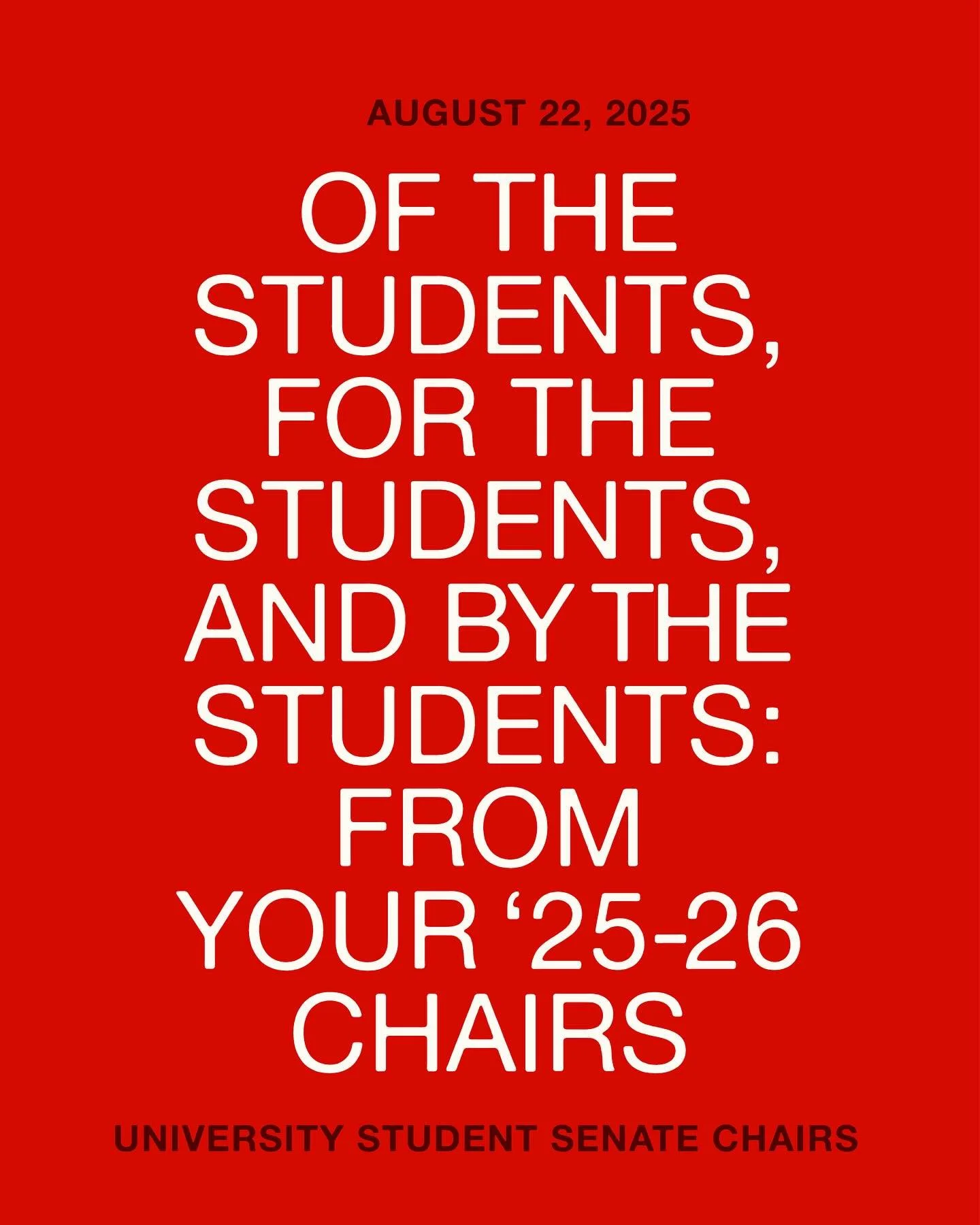Welcome to the ‘25-26 academic year! Our Chair and Vice-Chair sent a studentwide email communication yesterday to kick things off. We address last year’s events, the current state of affairs, and the necessity for student power at this ti