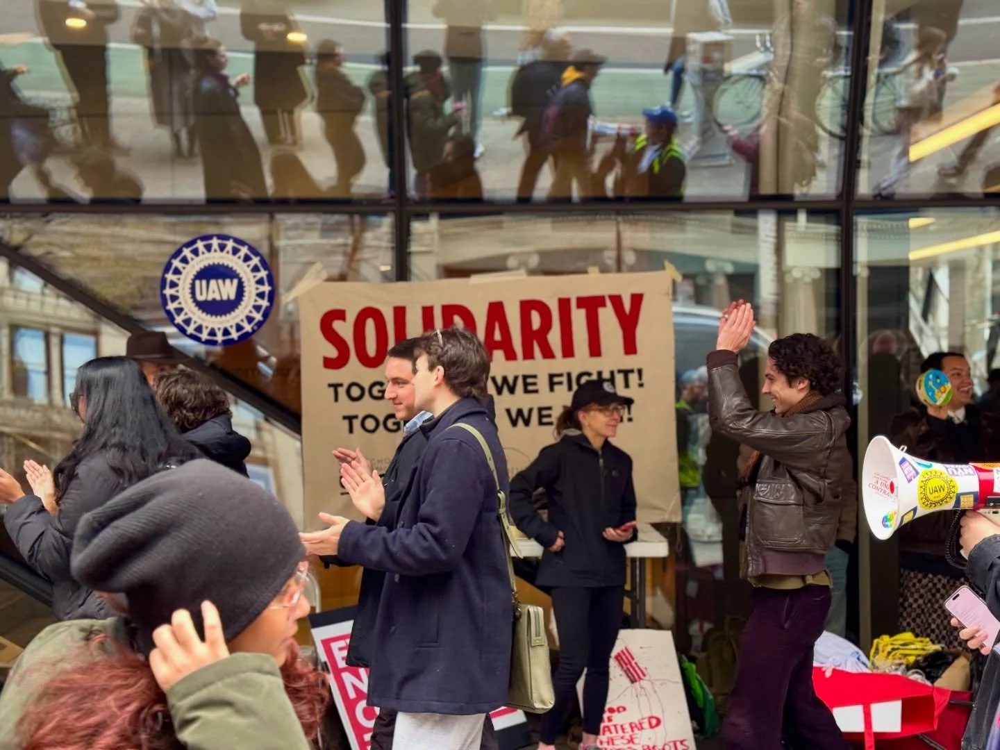Today in solidarity, New School students, staff, and community members marched in solidarity in front of the University Center at the Kill the Cuts Informational Picket against current restructuring plans. Mass cuts and layoffs have a major impact on