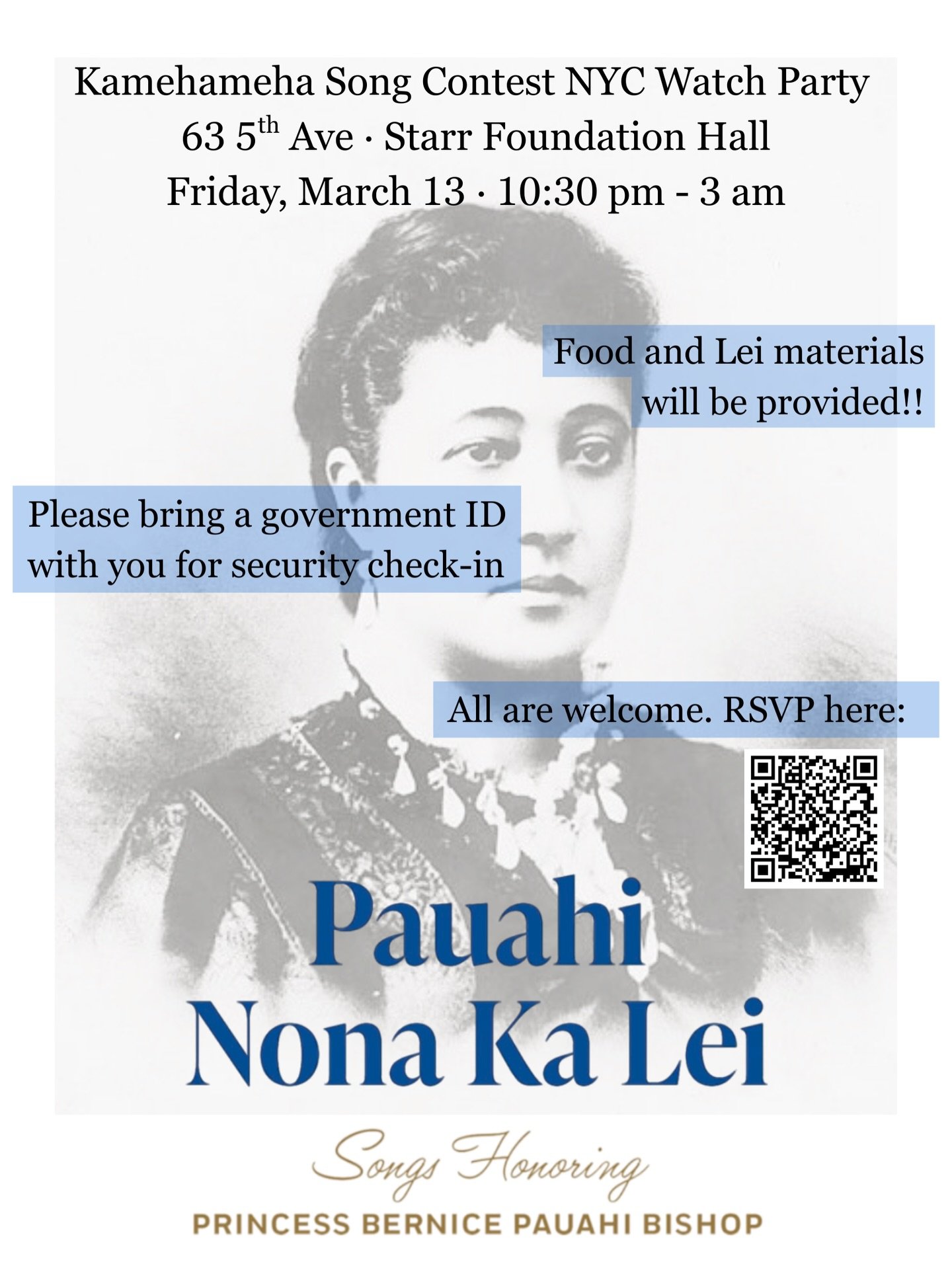 Are you interested in Hawaiian culture? Join us on Friday, March 13, from 10:30 pm to 3:30 am for watch party for the live broadcast of the Kamehameha Schools Song Contest in the Starr Foundation Hall!! Snacks and drinks will be provided, as well as 
