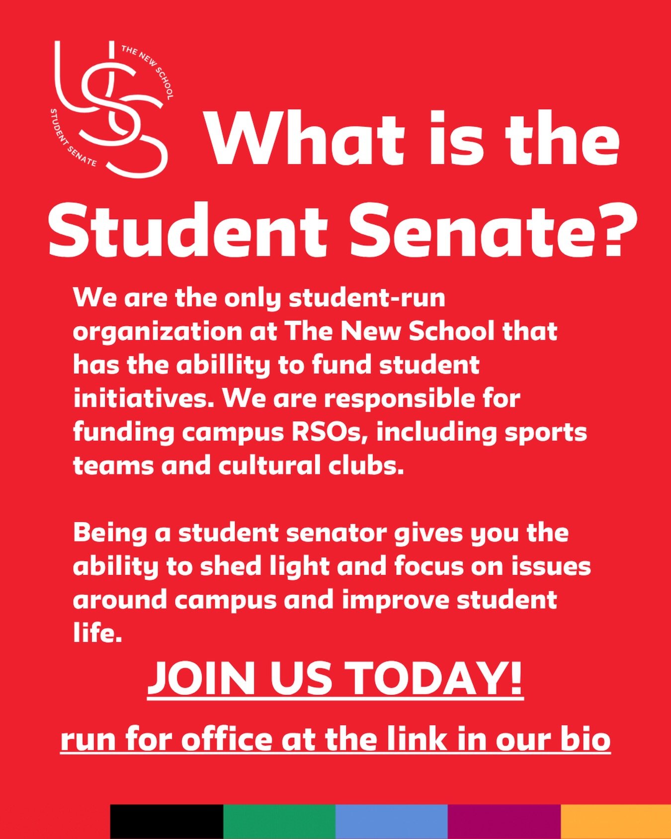 Did you know we have a student senate? You could be the perfect person to join! Go to the link in our bio for more information on how to run.

#elections #thenewschool #parsons #collegestudent #studentsenate