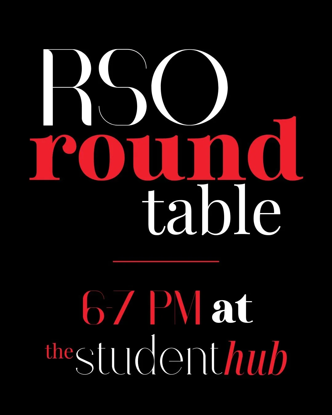 Attention RSO Leaders!! USS Finance is hosting an end-of-year round table at the student hub on Tuesday, 5/5, from 6-7 PM. This is a great opportunity to provide feedback regarding USS funding over the past year and get clarification on the funding p