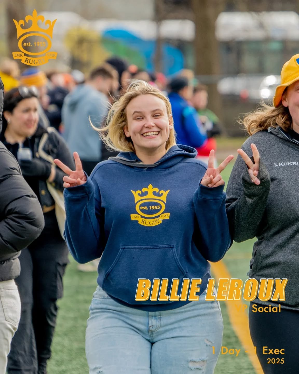 👑 Just in time to announce our next clubhouse party, your fifth 1 Day - 1 Exec of 2025!

📝 1. Hello there! What's your name?
Billie leroux

#️⃣ 2. What position do you currently play or have played in the past?
Hooker

🤵&zwj;♀️ 3. Can you state yo