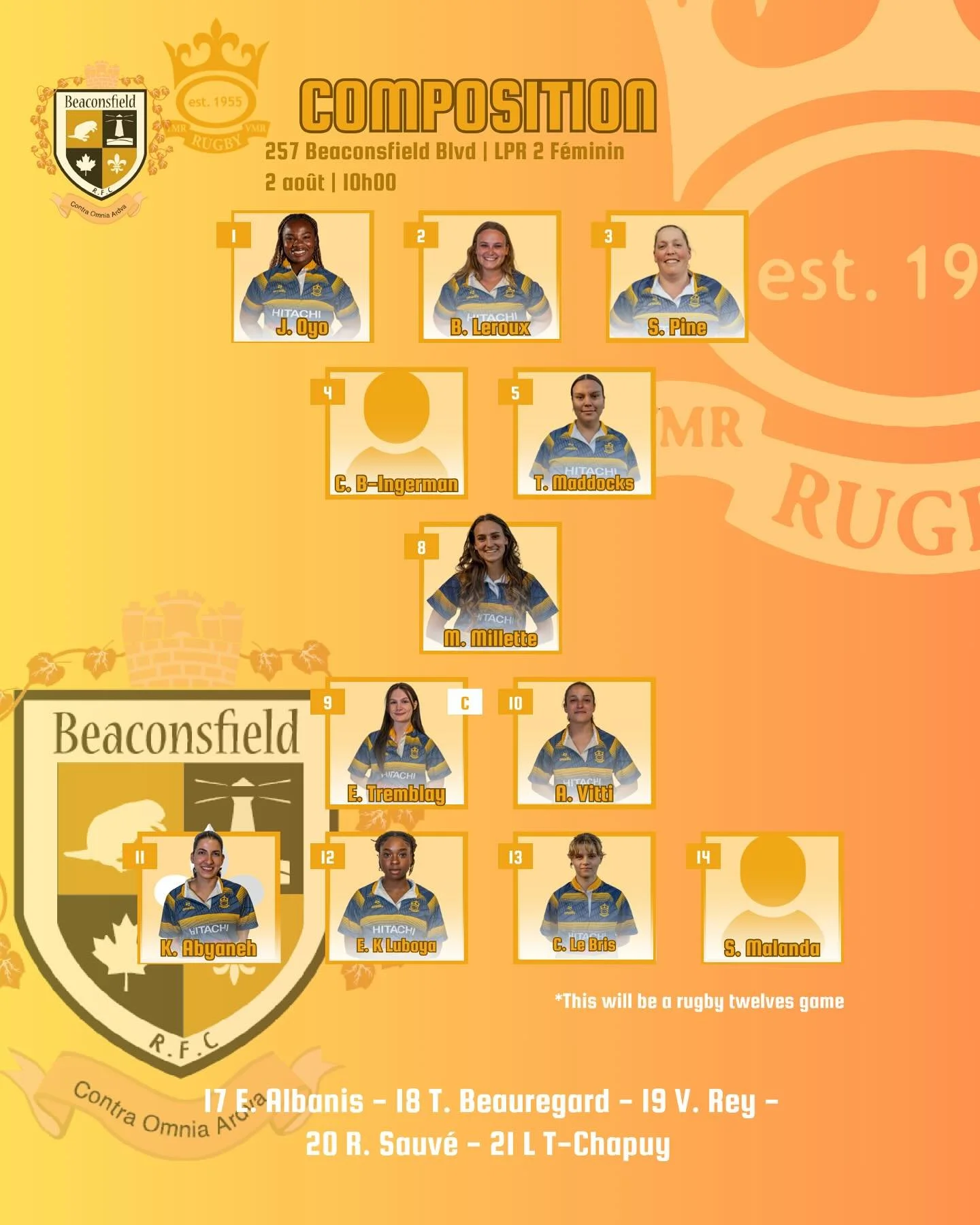🏎️ Attachez vos ceintures pour une autre journ&eacute;e de rugby ! Nos filles de l&rsquo;&eacute;quipe LPR2 sont pr&ecirc;tes &agrave; tout donner pour leur dernier match de la saison contre @beaconsfieldrugby .

📣 On va les encourager tr&egrave;s 