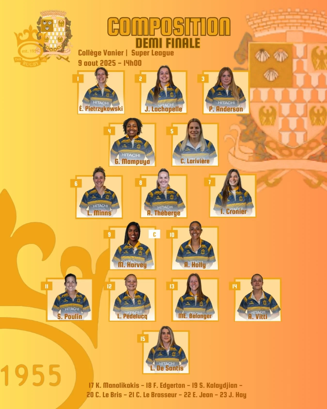 🚨COMPOSITION DEMI-FINALES🚨

🏟️ C&rsquo;est le moment de briller. Ce weekend, les filles jouent contre @sabrfc L&rsquo;&eacute;quipe f&eacute;minine de la Super Ligue est pr&ecirc;te &agrave; d&eacute;fendre leur terrain. Ce n&rsquo;est pas un matc