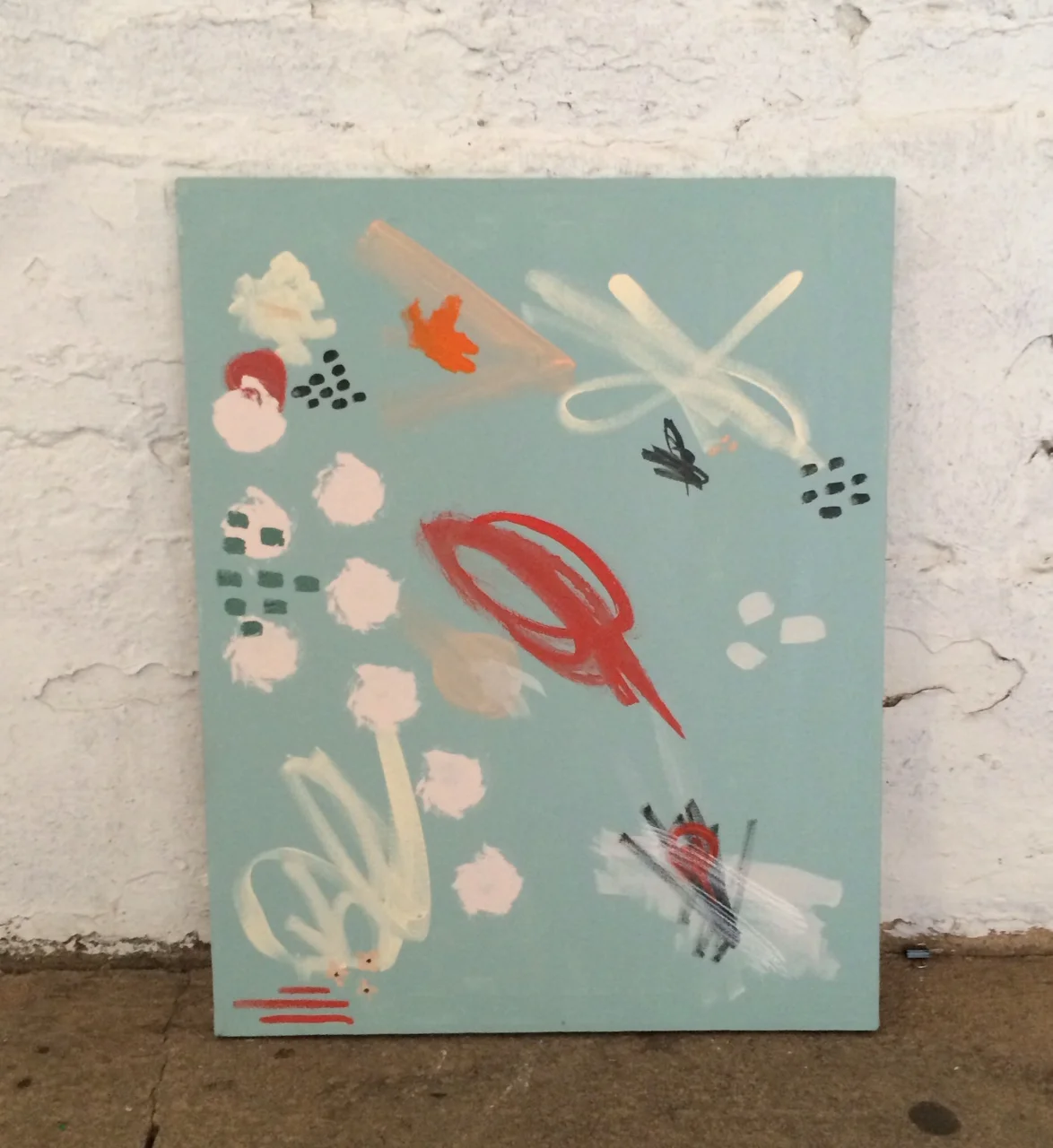 2.10.14::SEA. 16x20. OIL, WATERCOLOR & GOUACHE ON CANVAS. AVAILABLE.