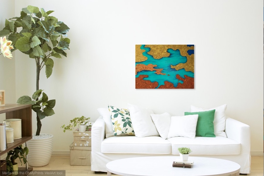 Shown hanging in living room.