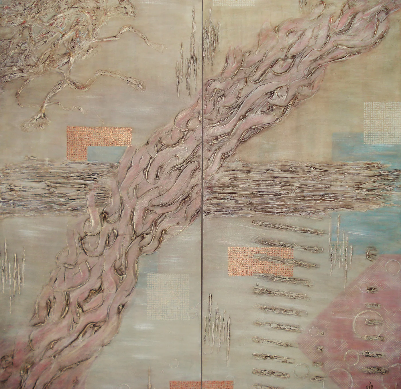 Sands of Time - 48x48 overall - Acrylic Mixed Media