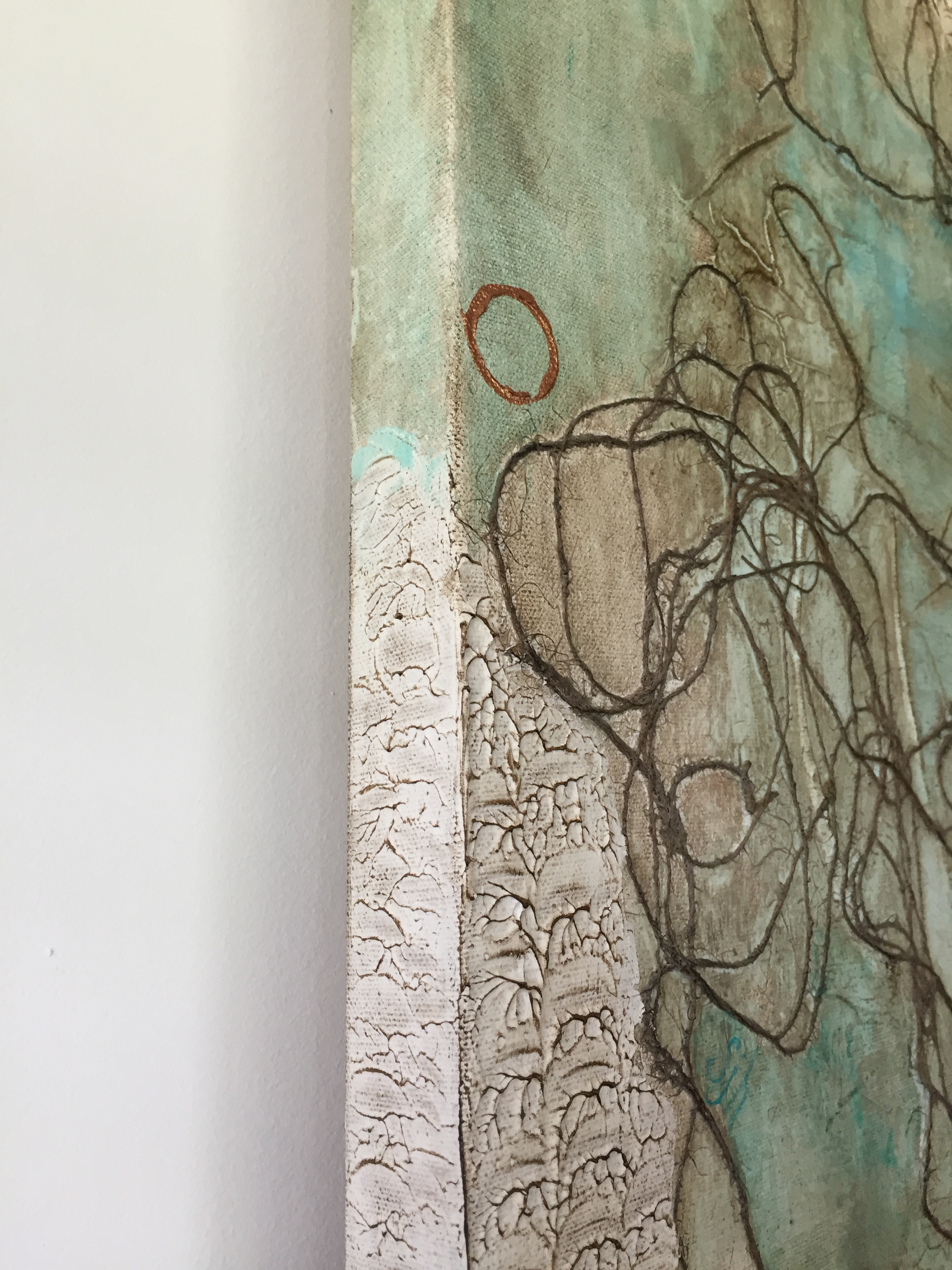 Painting wraps edge of canvas.