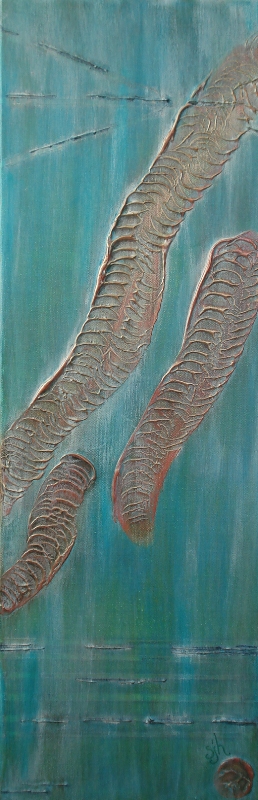Fossil Textured Acrylic/Mixed Media Stretched Gallery Canvas 24 x 8 in.