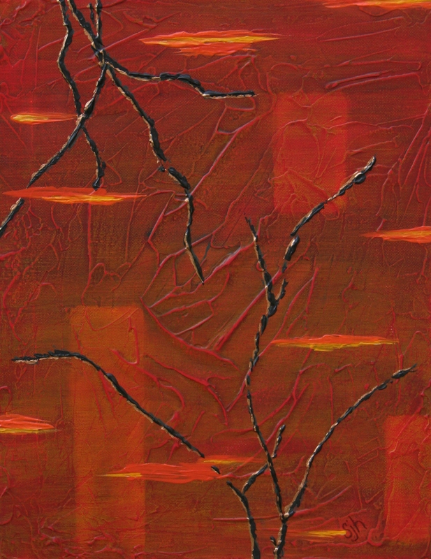 Red Dawn - 18 x 14 x 1.5 in. Acrylic Mixed Media on Canvas