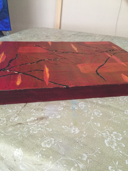 Edges painted to blend with painting background color..