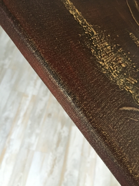 Showing how the painting wraps the edge of the canvas.