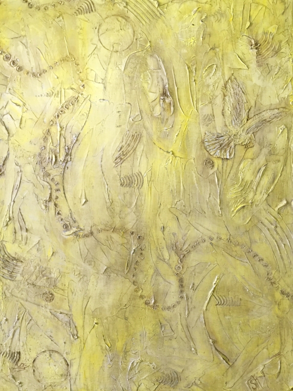 Released - 40 x 30 in. Acrylic/Mixed Media on Stretched Canvas. Vertical View,