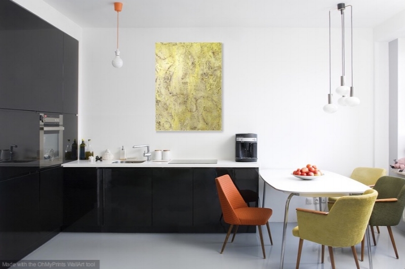 Released - shown hanging vertical in a kitchen
