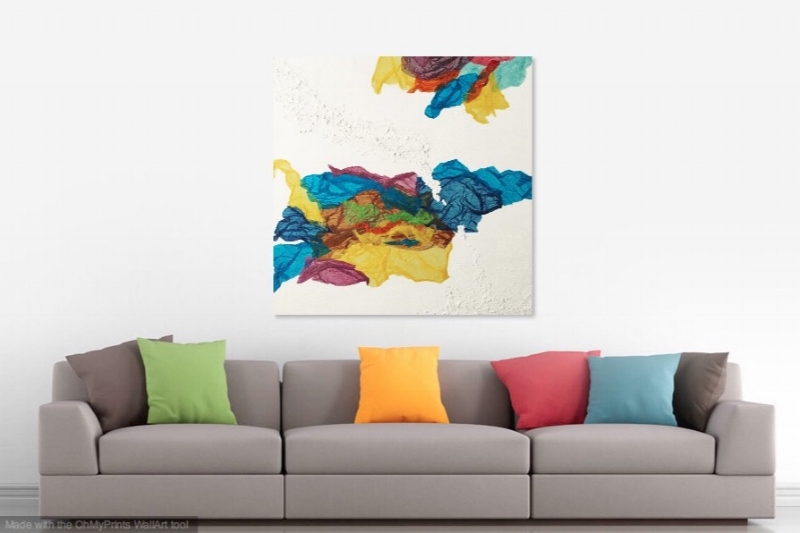 Kaleidoscope Dreams shown in living room with white walls.