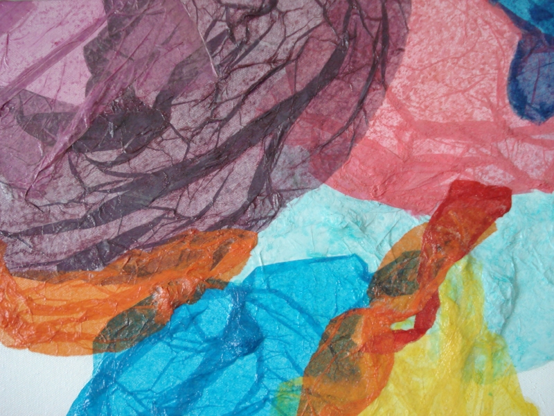 Tissue paper/paint area - upper righthand corner