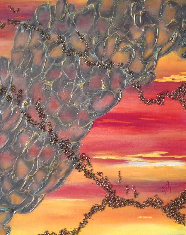 Acrylic/Mixed Media/Relief Sculpture Stretched Gallery Canvas 30 x 24 in.