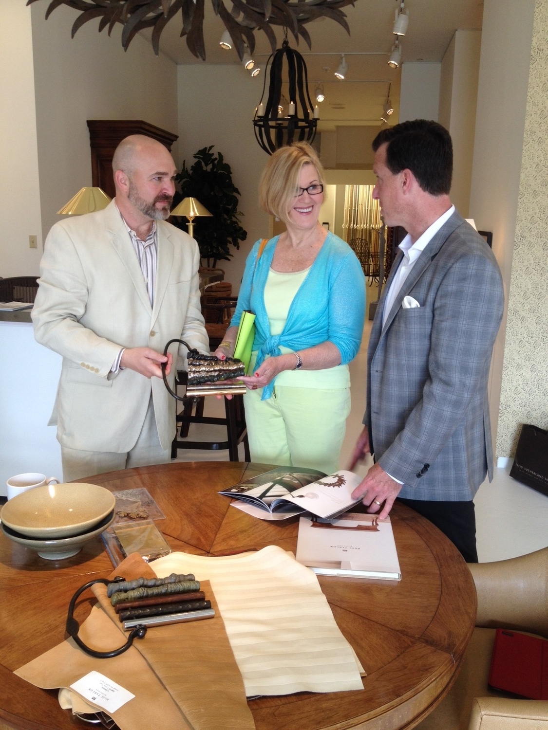 Richard Bettinger, Me, Jobst Blachy looking at the new Rose Tarlow furniture line