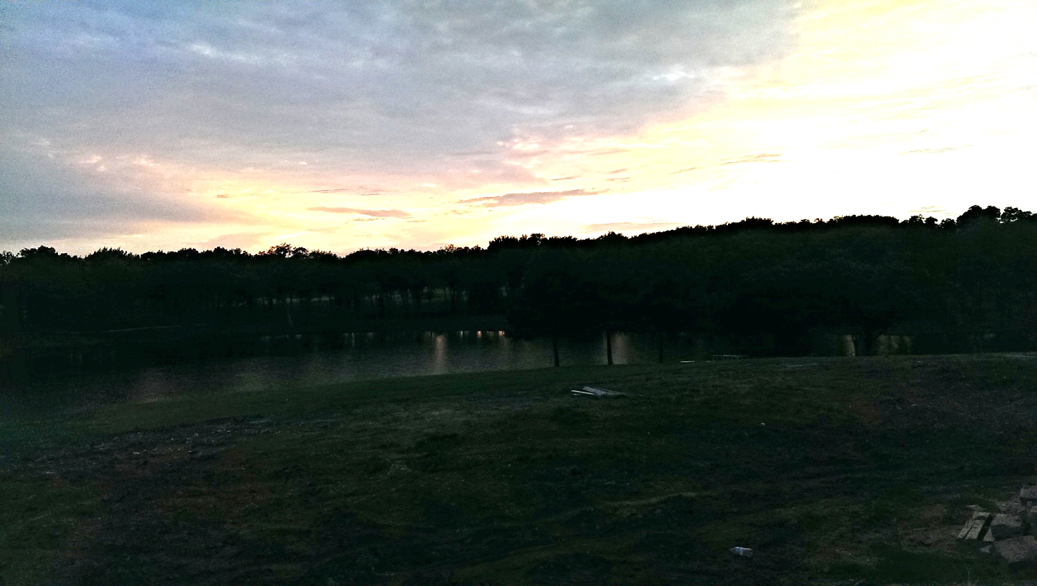Evening sunset reflecting upon the lake 