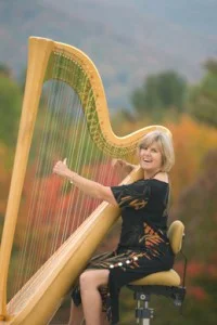 Here's Judy with her full size harp! 