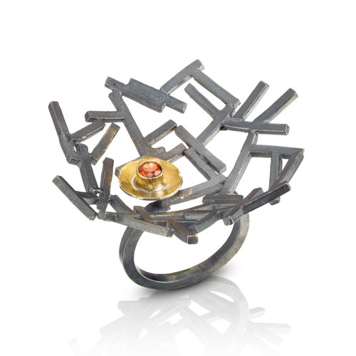 From the Astro Collection: Large astro ring with honey zircon