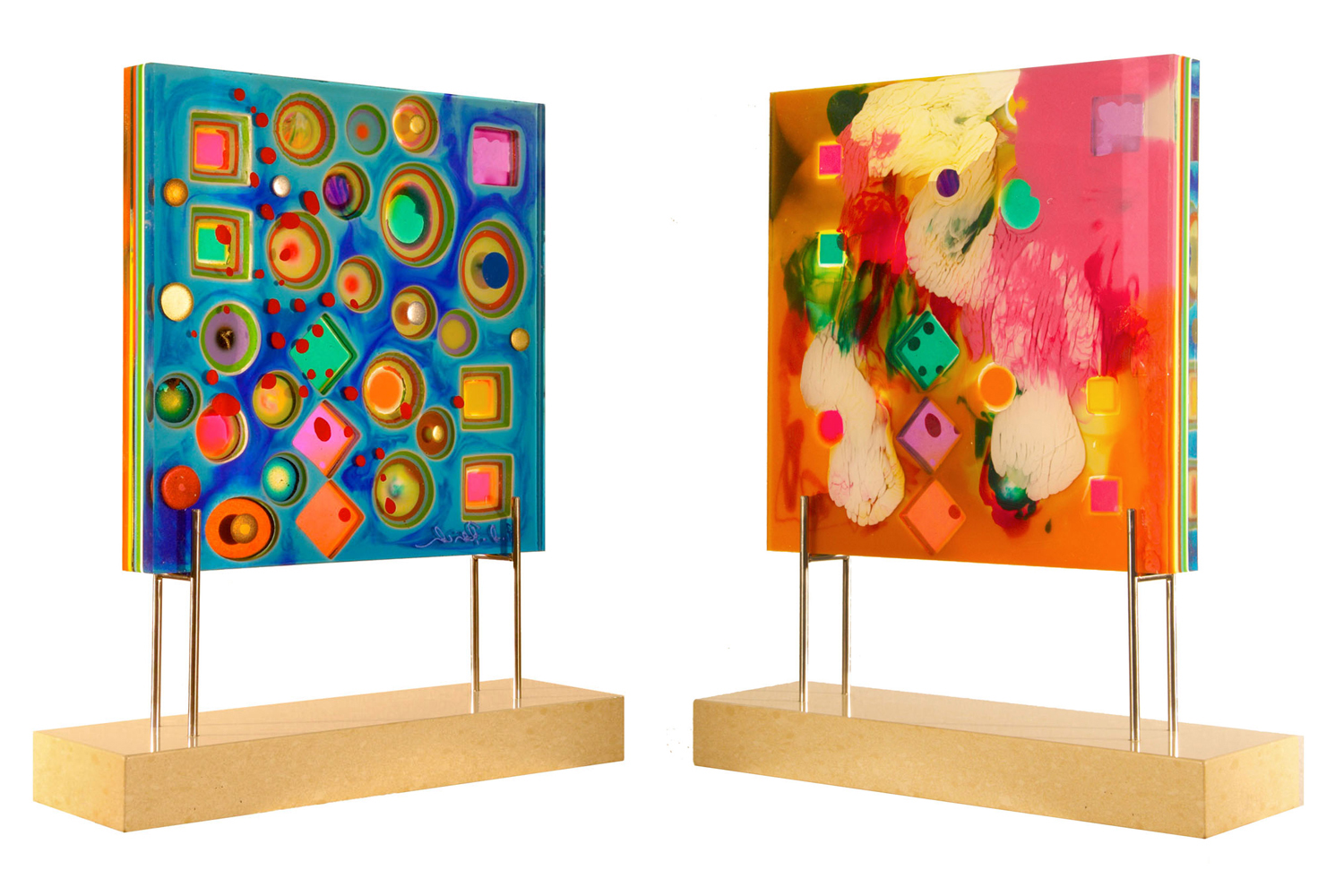   Layered Turq Sculpture  2014  (front and back) 16" x 16" x 2" Epoxy resin, pure pigments 