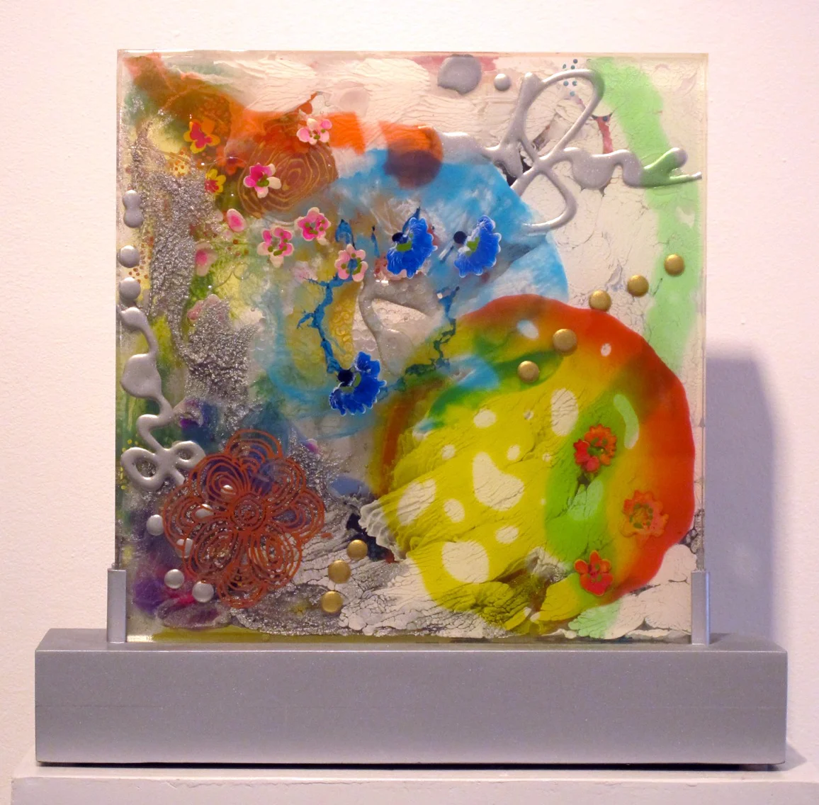 Sakura Dream,  2014  16" x 16" x2"  Epoxy Resin, Mixed Media  #S-1191