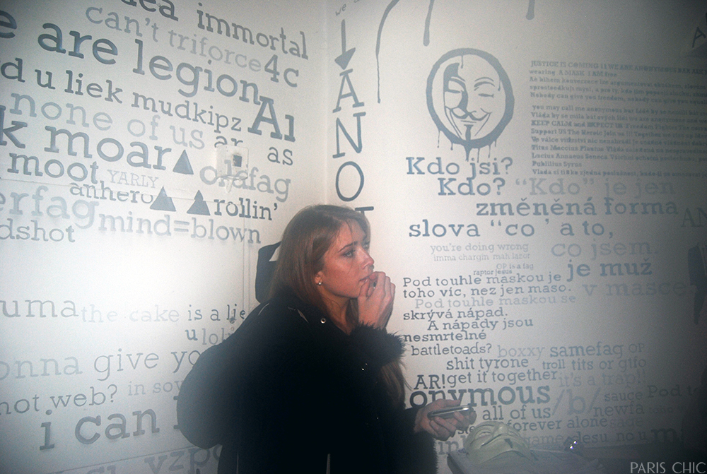 The walls at AnonymouS Bar are covered in quotes from “V for Vendetta.”